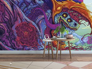 恐怖漫畫二次元原畫設計藝術背景墻貼紙墻紙圖片素材 效果圖下載